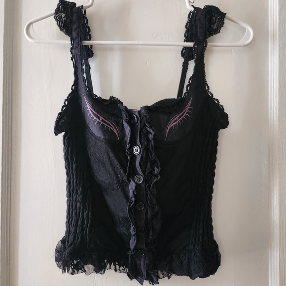 h.Naoto GRAMM Tops - h.Naoto GRAMM Corset Eye Top Shirring Visual Kei Mori Lolita EGL